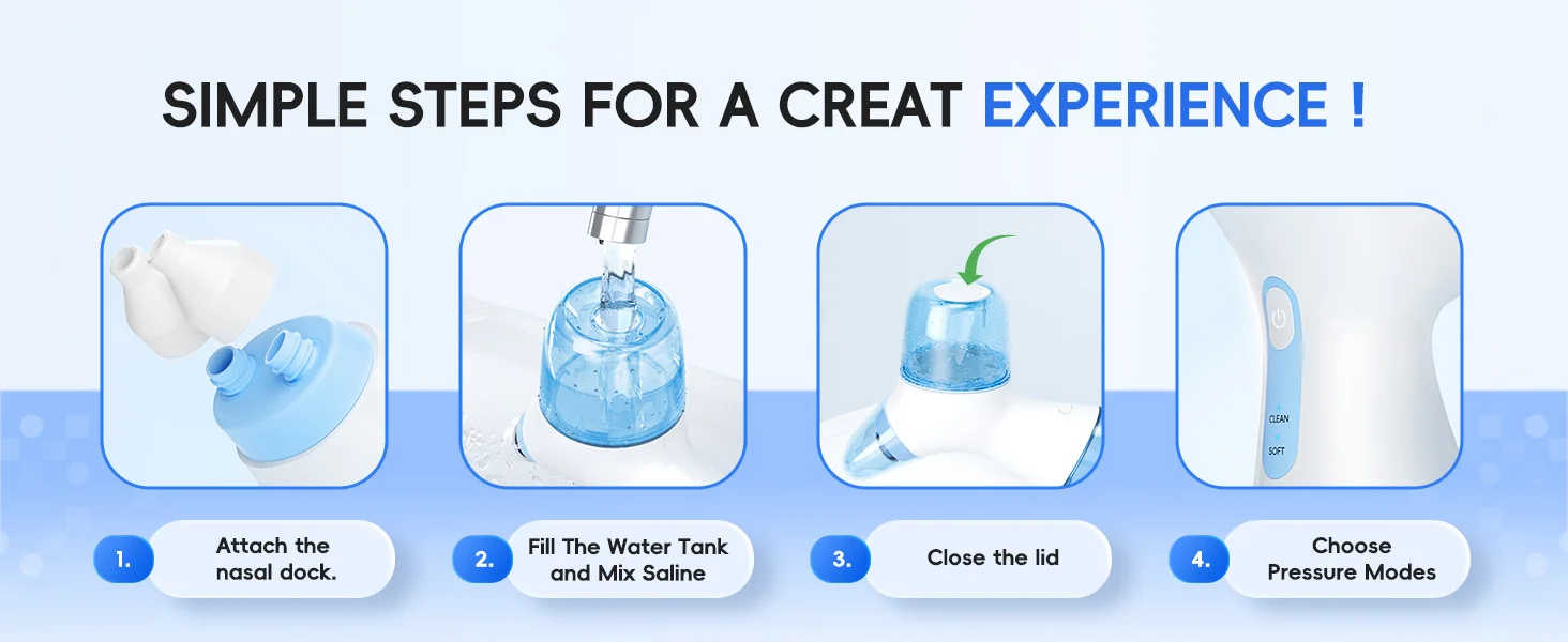 One-touch button — constant pressure dual-power nasal irrigator for the whole family